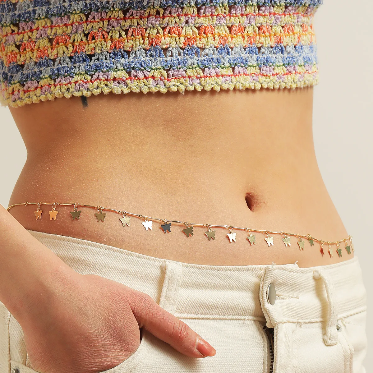 Butterfly Pendant Waist Chain For Women Sexy Dance Belly Chains Belt Gold Summer Beach Bikini Body Chain Accessories