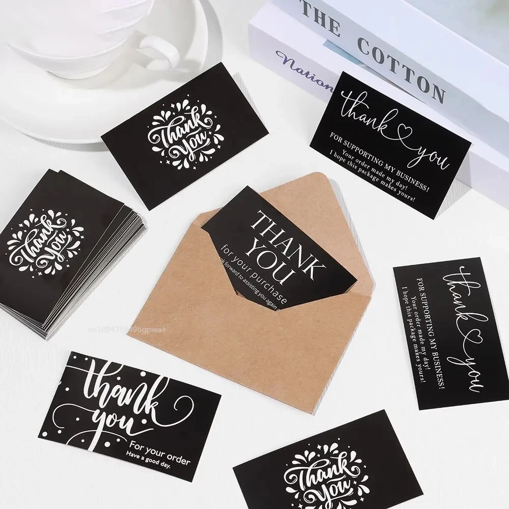Custom Black Thank You Card for Business Thank You for My Small Business Card Thank You Business Cards