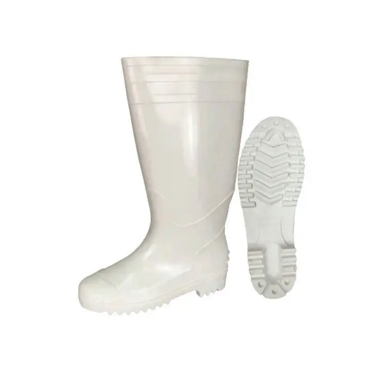 Oil acid alkali resistant non safety gum boot pvc multicolor shiny black rain boots gum boot on orange color