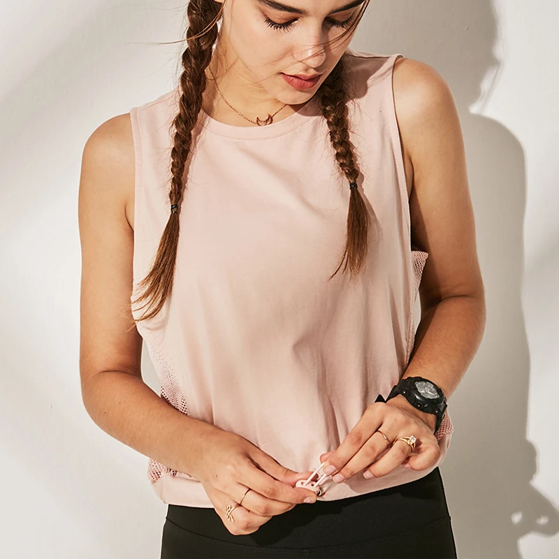 Sexy Back Hollow Out Women Sports Sleeveless T-shirt Workout Fitness Mesh Vest Quick-drying Yoga Tank Top