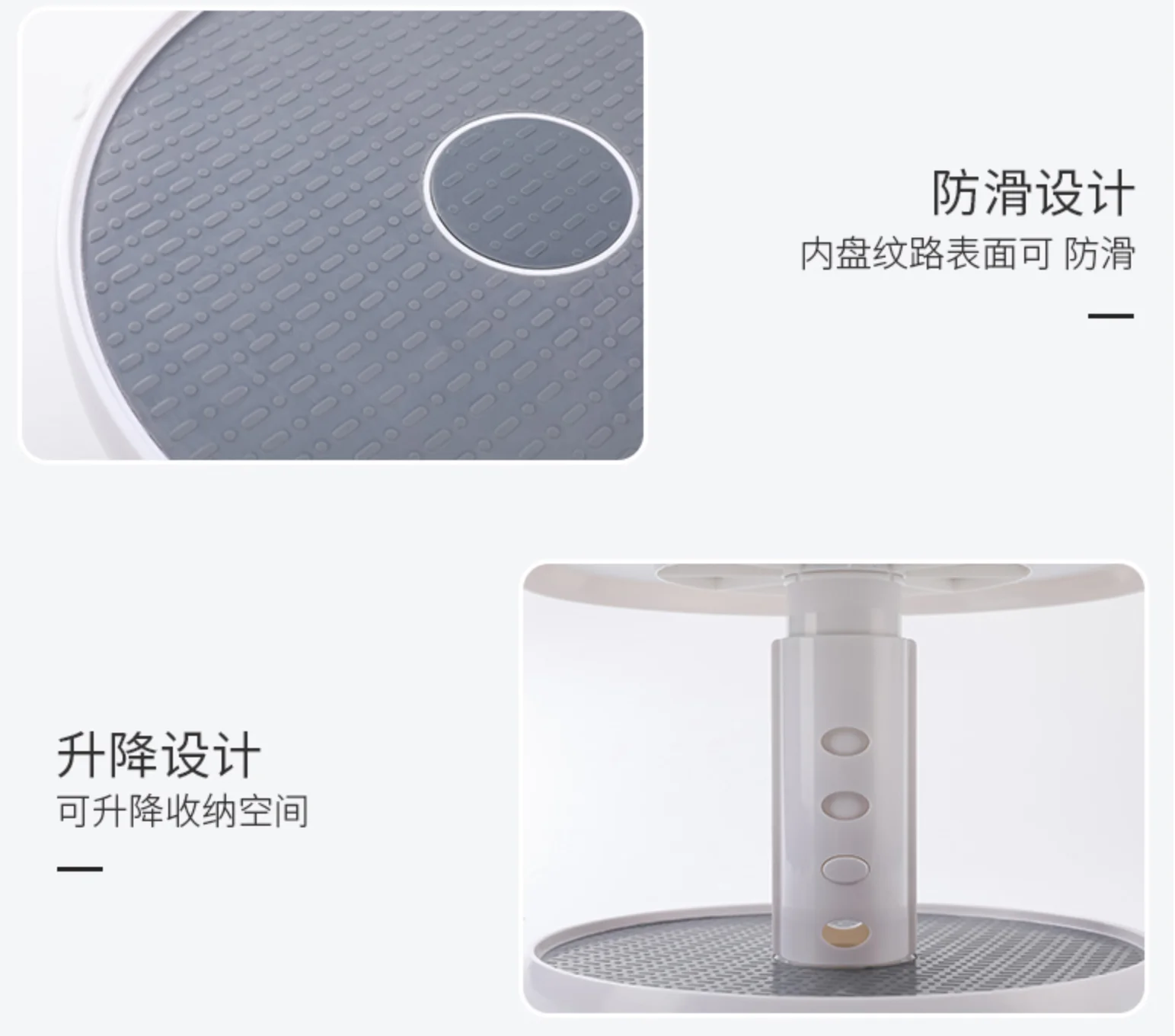 2-Tier Height Adjustable Kitchen Cabinet Turntable Lazy Susan 360 Degree Rotating Spice Rrack Organizer