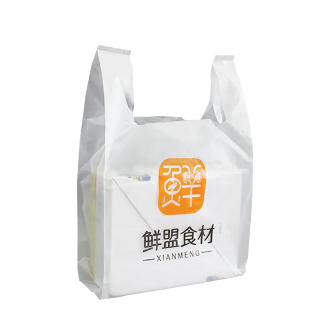
green product handle white compostable Biodegradable vest handle T-shirt grocery shopping bag 