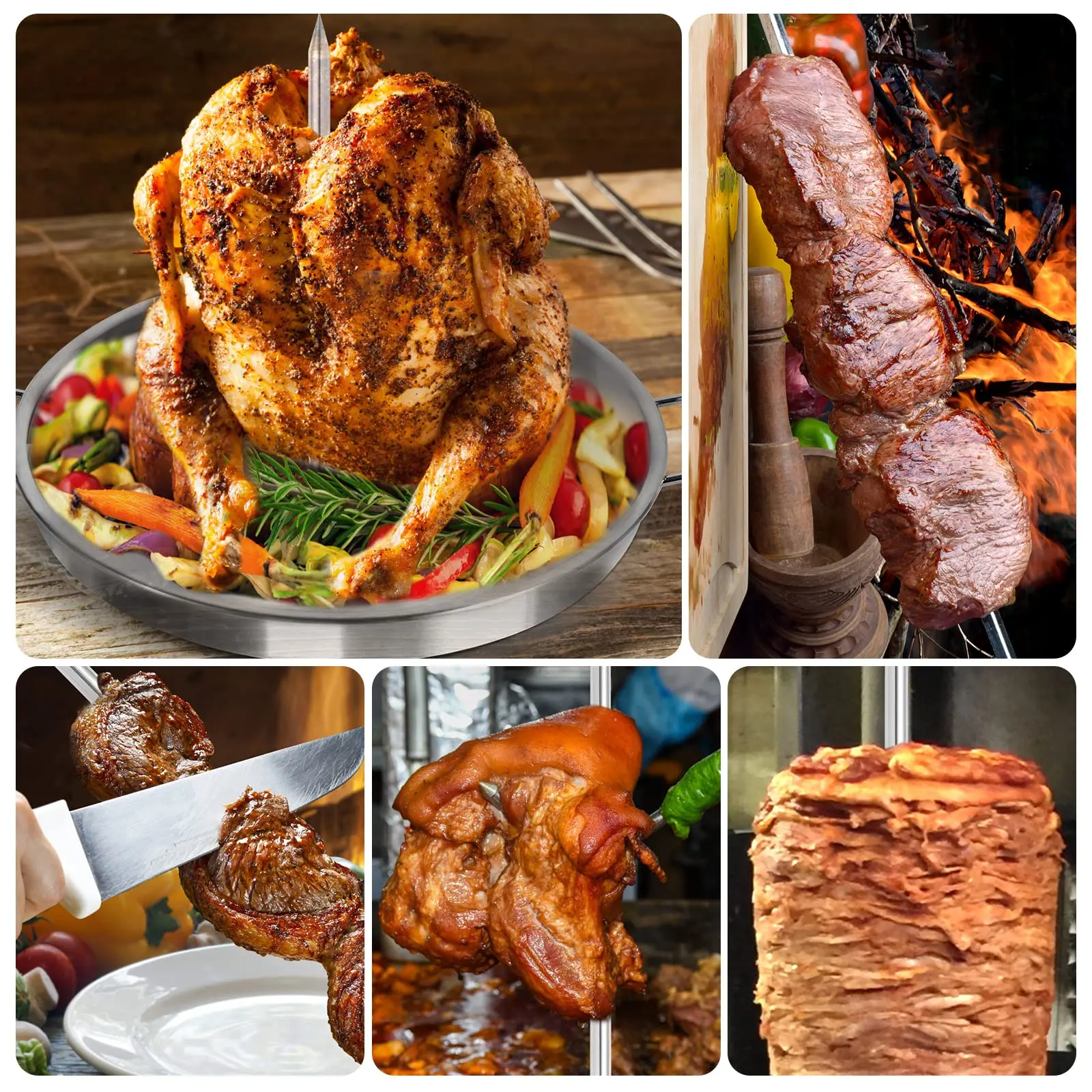 Vertical Meat Rack Stainless Steel Barbecue Grill Roast Chicken Rack Vertical Skewer BBQ Plate
