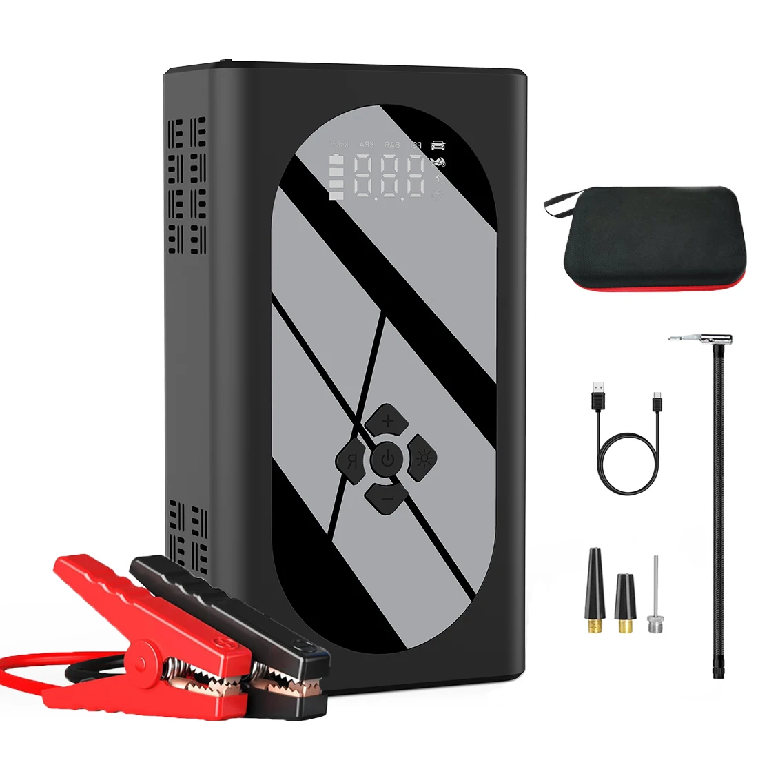 4 in 1 Portable  Car Jump Starter with air Compressor Jump Starter Booster Pack 12V Jump Box with Air Pump