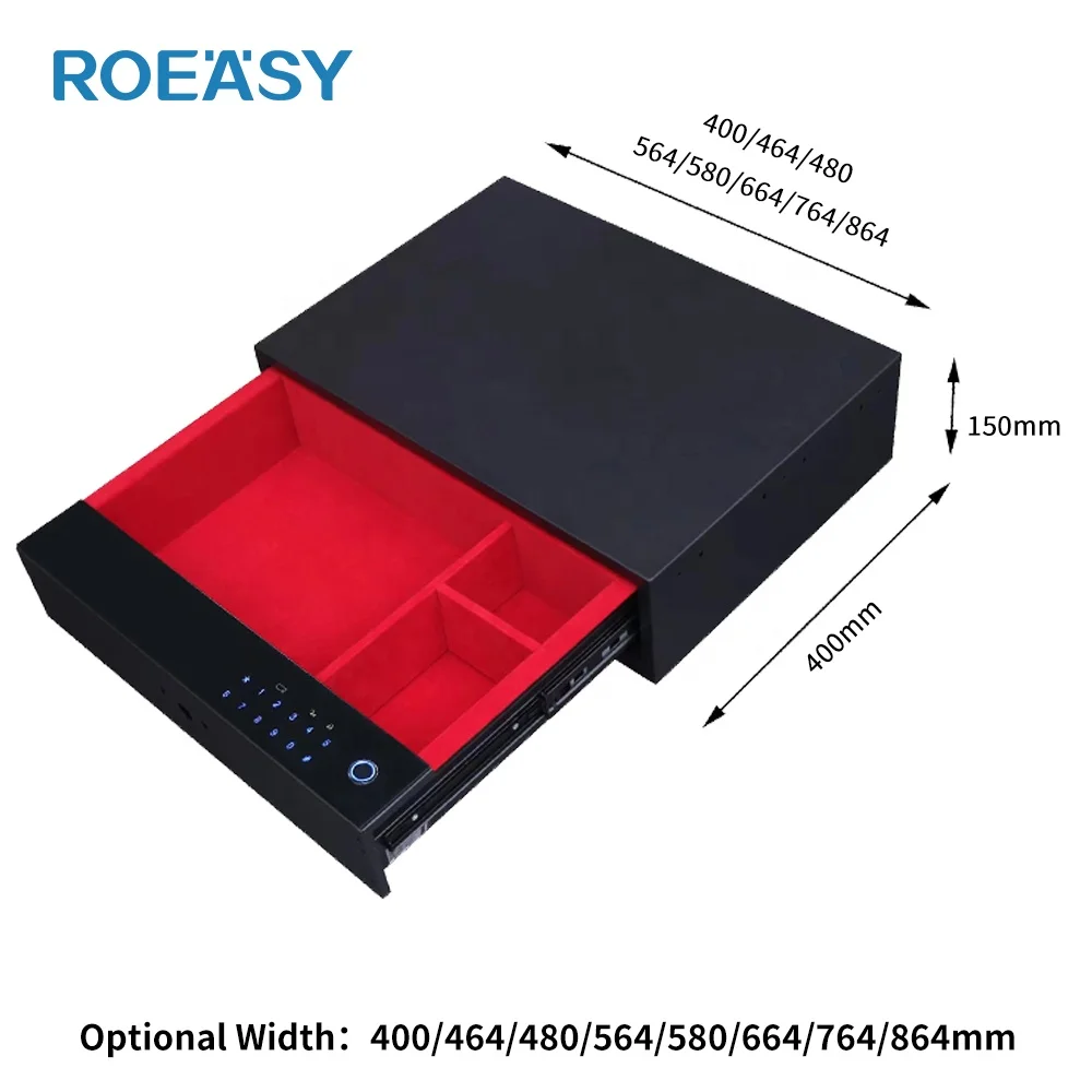 ROEASY electronic luxury interior safes jewelry wardrobe drawer safe cash money box fingerprint password hidden safe for hotel