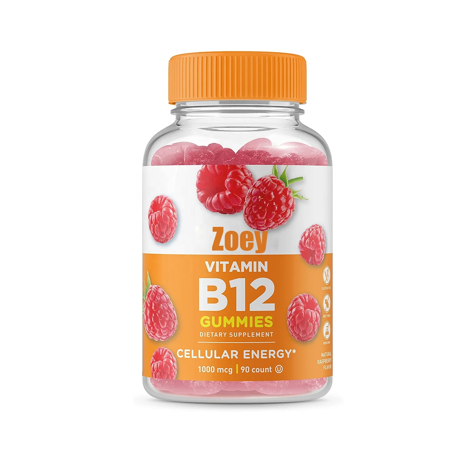 Vitamin B12 Natural Flavor Gummy Supplement Vitamins for Energy Mood Metabolism Support for Adults Men Women
