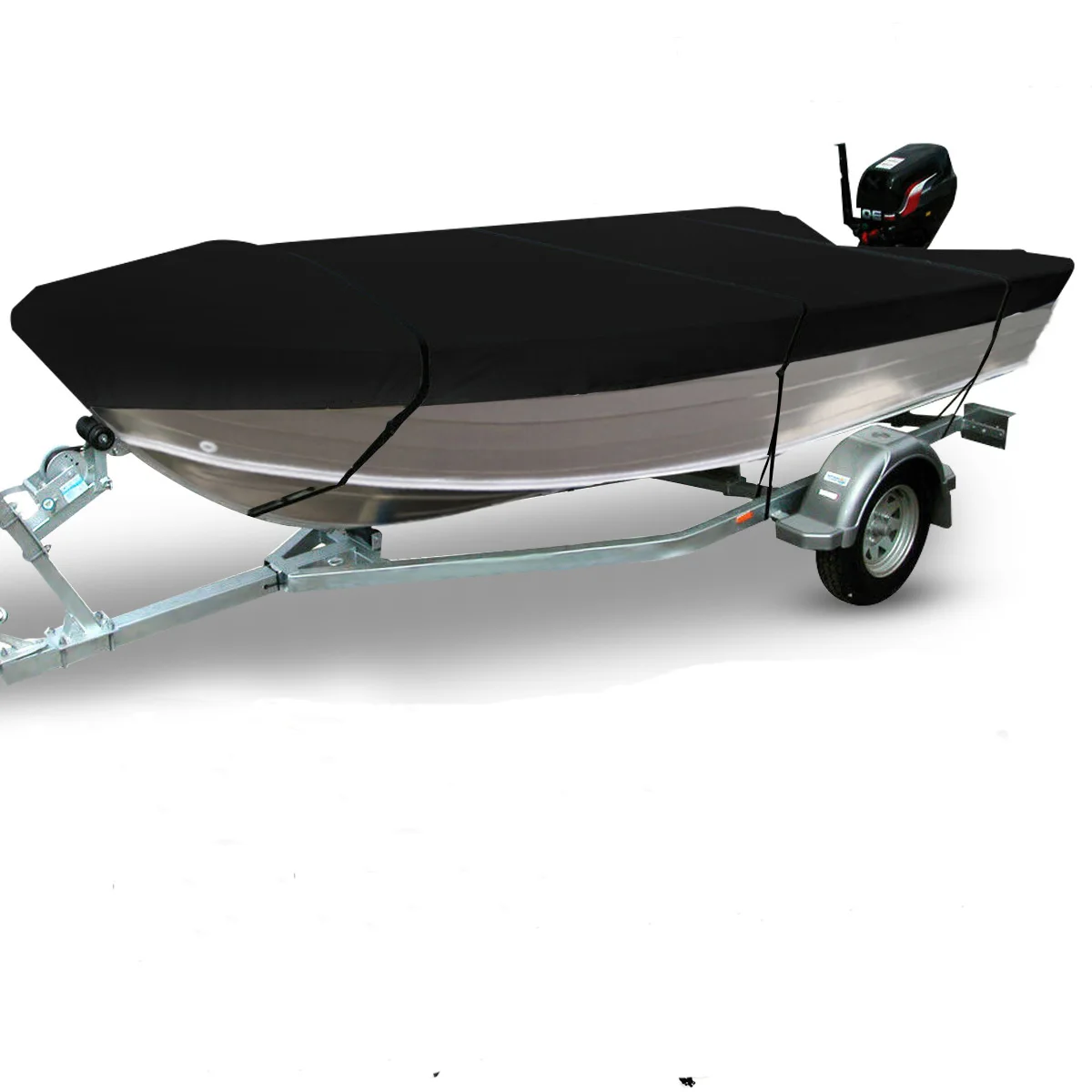 Black Long Trailerable T-Top Boat Cover Waterproof Heavy Duty Outdoor All-Weather Protection