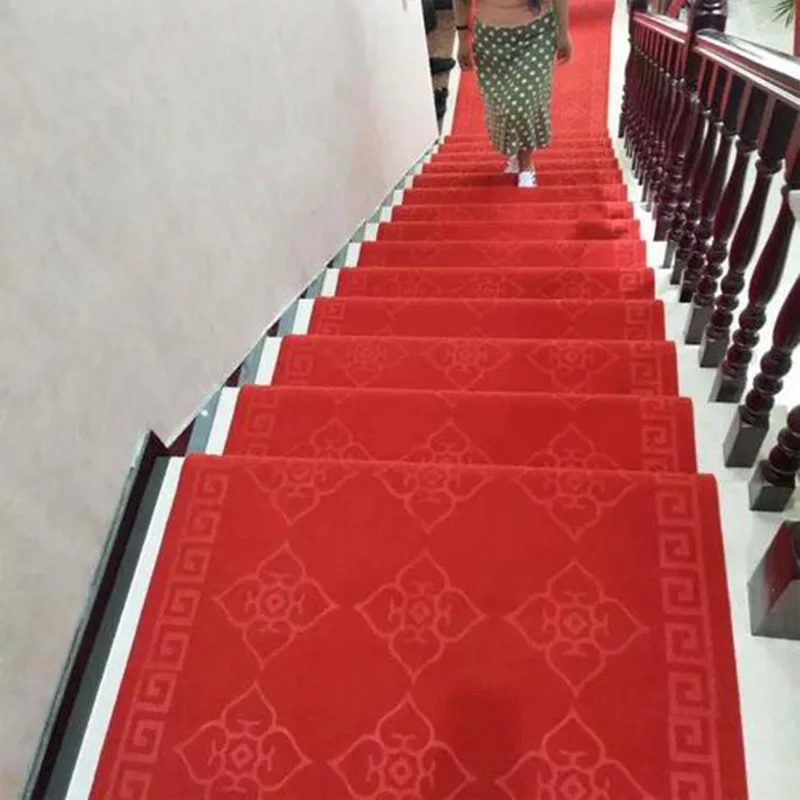 Custom Size Large Indoor Outdoor Commercial Rug Nylon Rubber Backed Plain Red Floor Carpet Mat