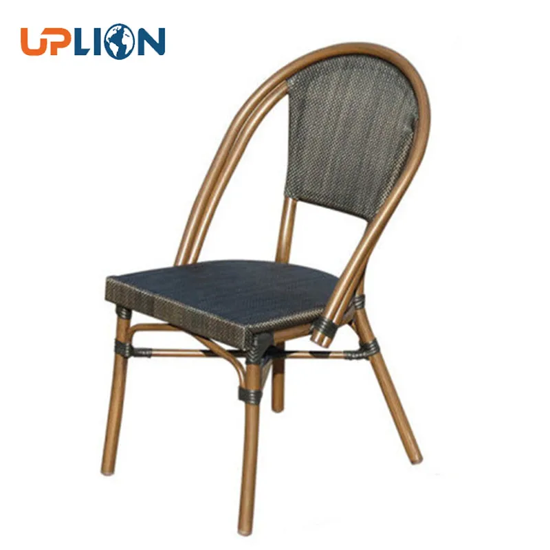 Outdoor Aluminum Teslin Furniture  Patio Bistro Dining Chairs Custom Garden Bamboo Look Balcony Coffee Table Chair