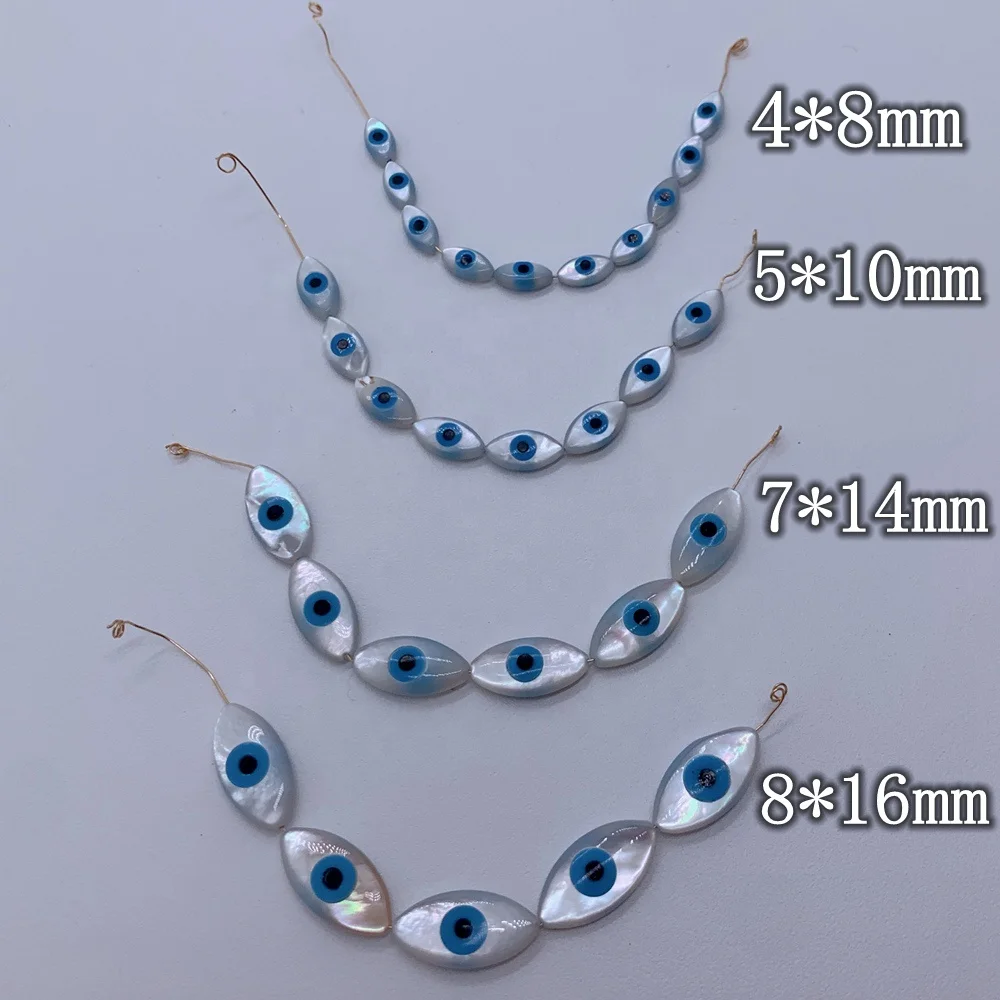 Fashion MOP Sea Shell Marquise Blue Evil Eye Beads For diy Jewelry Making Accessories Wholesale