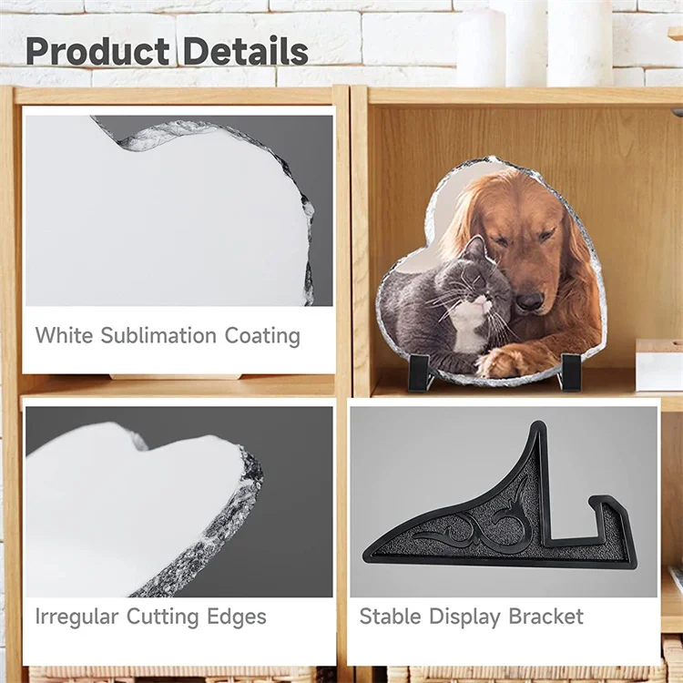 Sublimation Photo Slate 3D Heat Transfer Printing Sublimation Blank Stone Rock Photo Frame Slate Photo Slate
