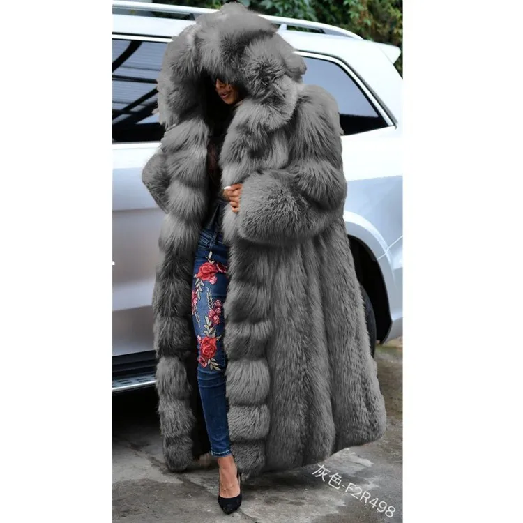 
Ladies High Fashion artificial fur fabric Whole Skin Faux Fox Fur coat brown jackets women korean winter jacket women 2021 