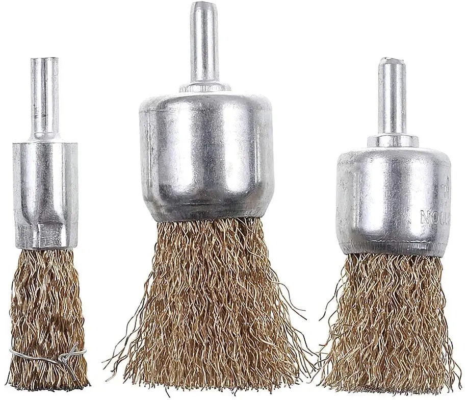 15 Pack Brass Coated Wire Brush Wheel & Cup Brush Set with 1/4-Inch Shank, Rocaris 3 Sizes Coated Wire Drill Brush Set