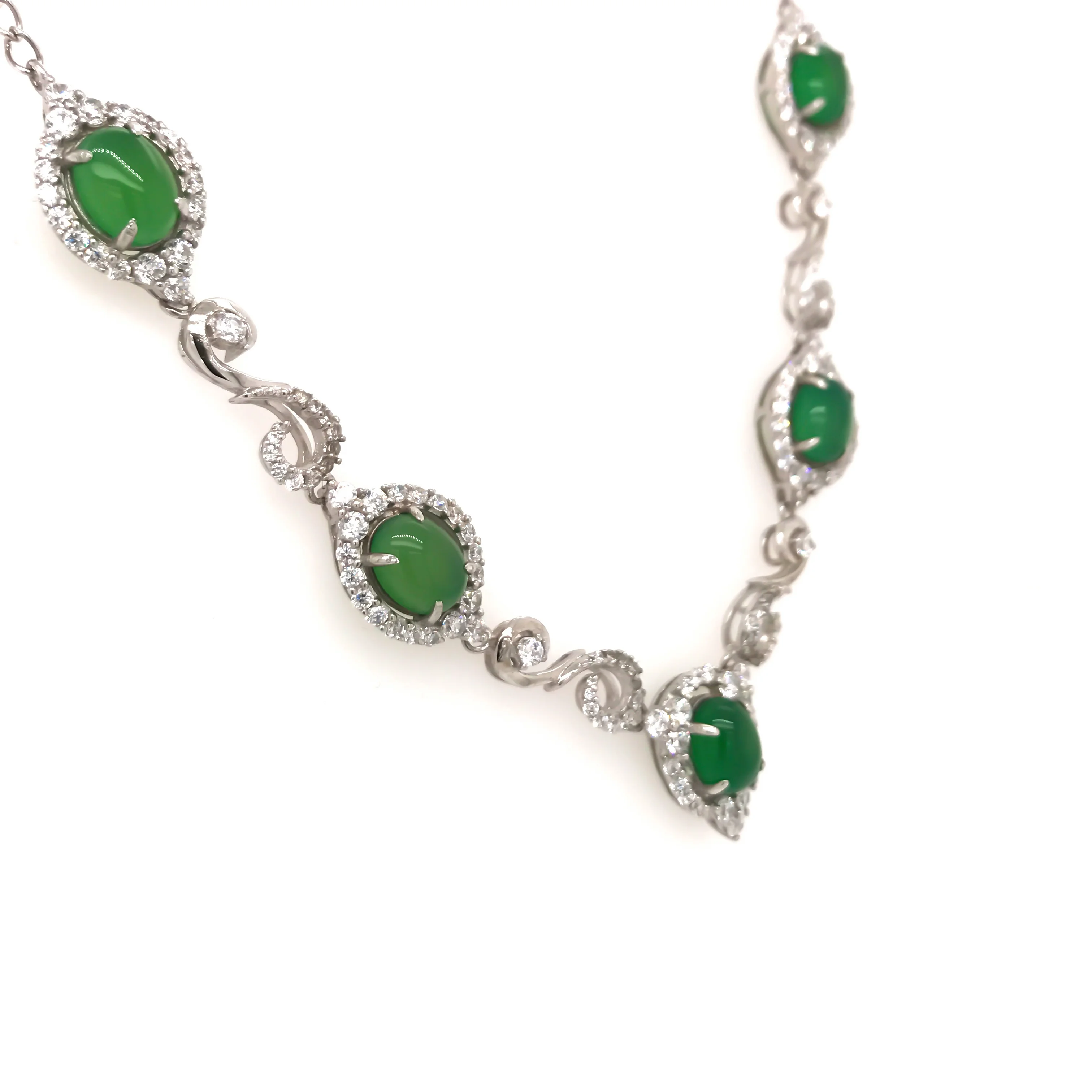 Elegant shiny green agate 925 silver pendant necklace jewelry making supplies