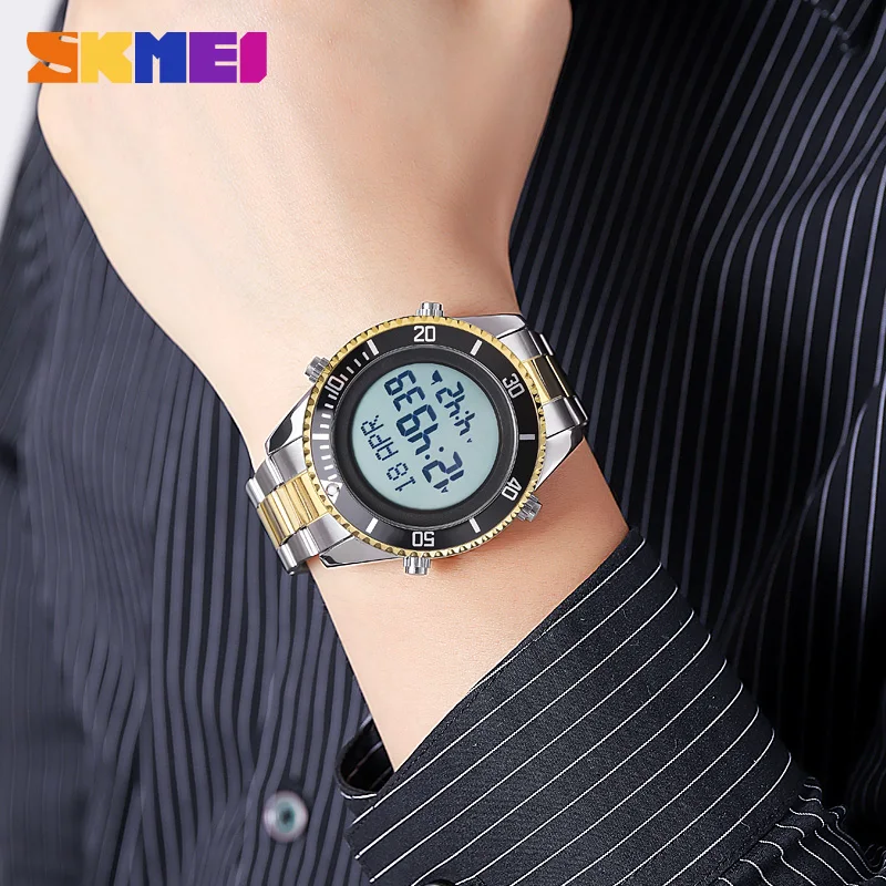 SKMEI 2141 classic dongguan male digital watch original Stainless steel band water resistant Multifunction sports watch