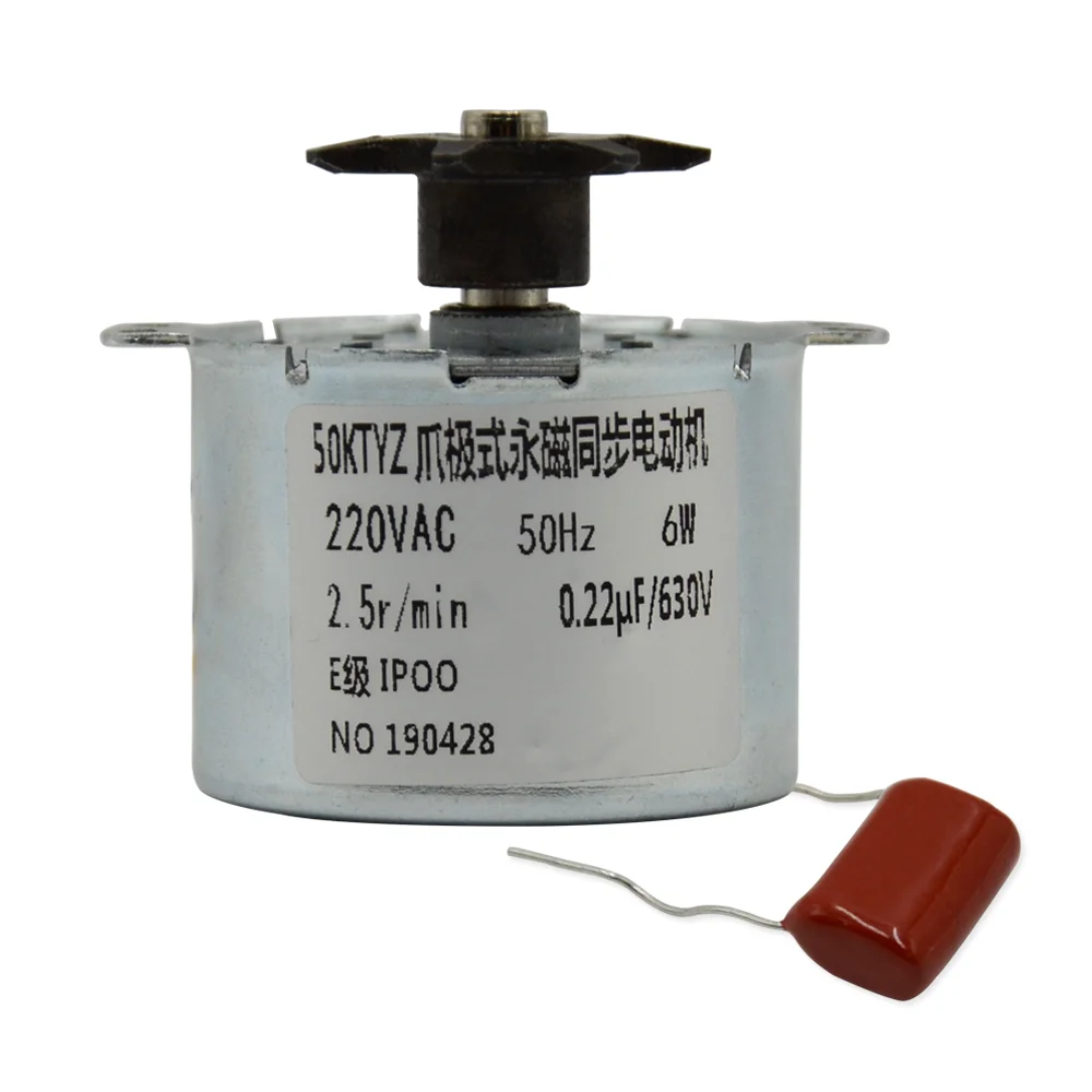 220v low speed AC synchronous motor 50ktyz with capacitor for industry incubator 6-10W