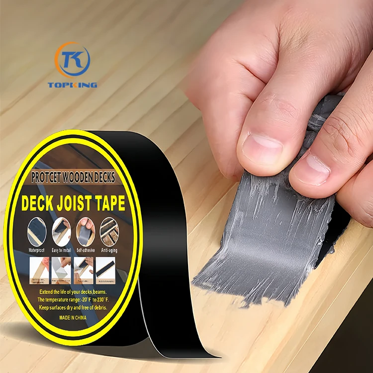 Hot Sale Custom Deck Joist Tape Super Strong Waterproof Black Weatherproof 1MM Thick Butyl Tape Deck Joists for Top of Rim Joist