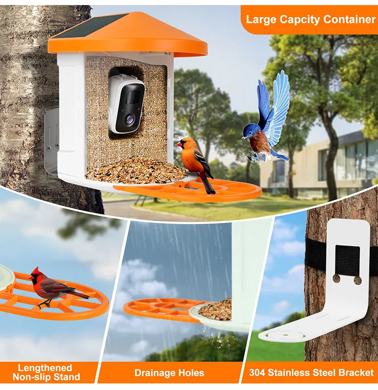 Smart Garden Bird Feeder with Outdoor Wildlife Monitoring wireless Camera