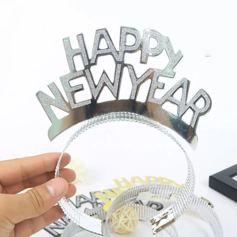 New Creative Happy New Year Headband Decoration Golden Festival Headwear Party Supplies Decorative