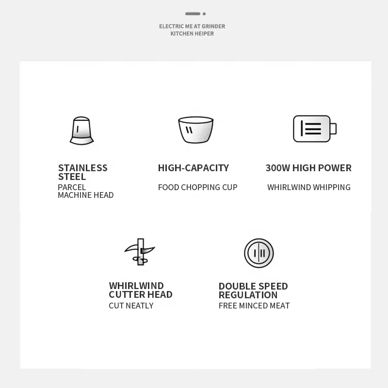 Meat Mincer house hold Electric stainless steel small minced meat stand mixer multi-functional garlic vegetable grinder