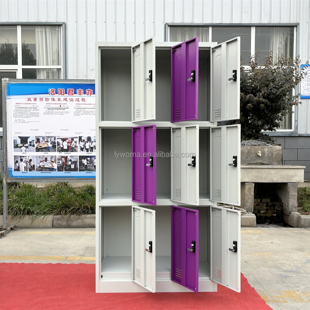 Color Cabinet 9 Door Steel Locker Cabinet With Mechanical Lock China Supplier Metal Locker