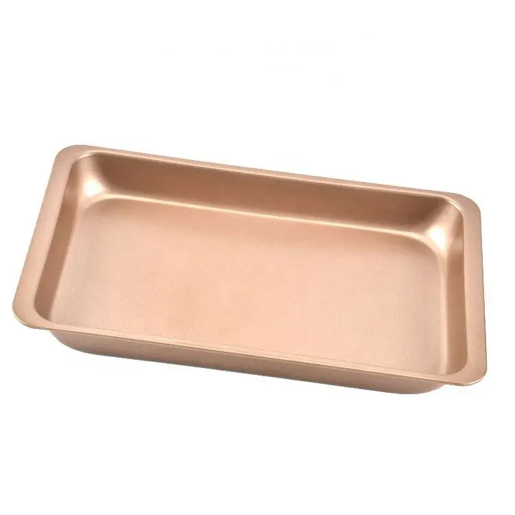 High Quality Golden 12 Inch Non Stick Rectangular Carbon Steel Baking Tray Cake Mold Baking Tool