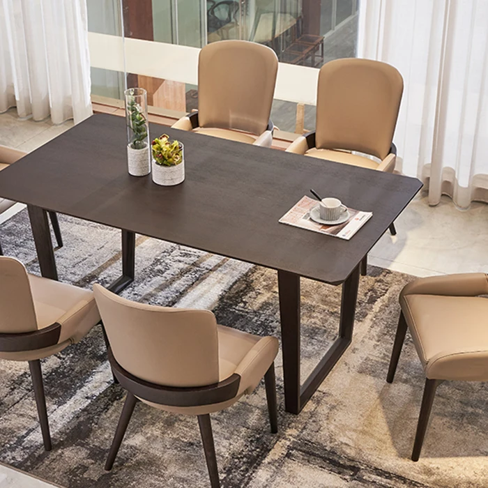 C508 restaurant furniture upholstered leather dining chair vintage 6 seaters velvet chairs 6person wood dining table for events