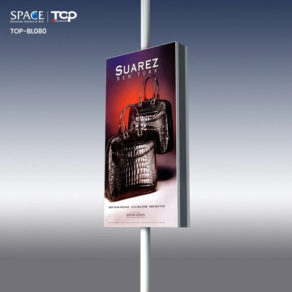 LED Sign Double Side Outdoor Advertise Street Pole Advertising Frame Small Pole Light Box