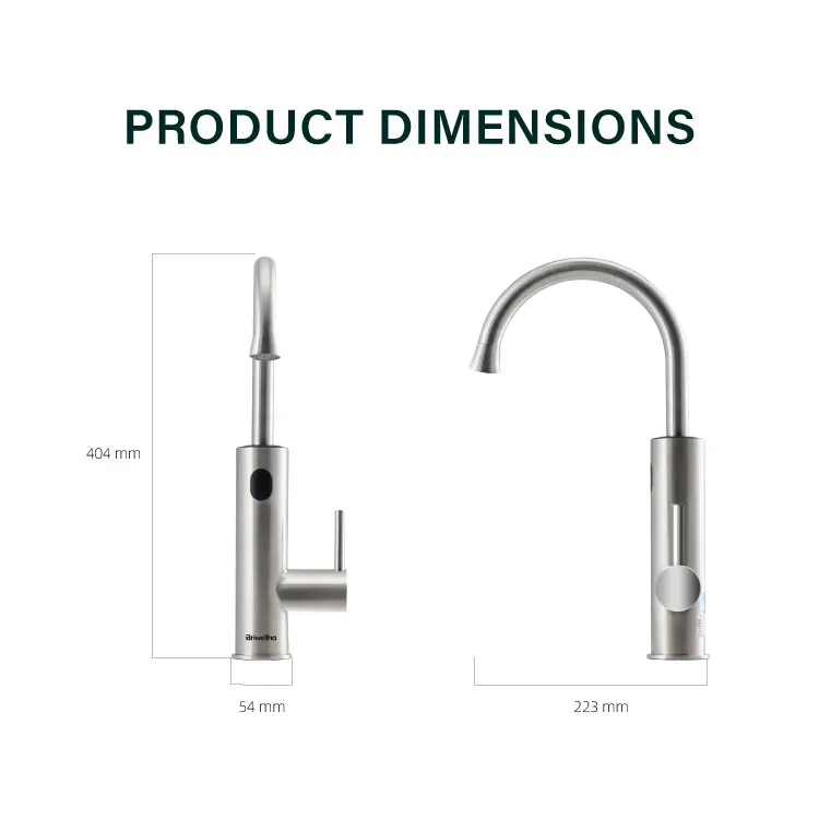 Briwellna 2022 Instant Hot Water Faucet Stainless Steel Kitchen Mixer Tap LED Digital Tap Water Heater Geyser Faucet Heating TaP
