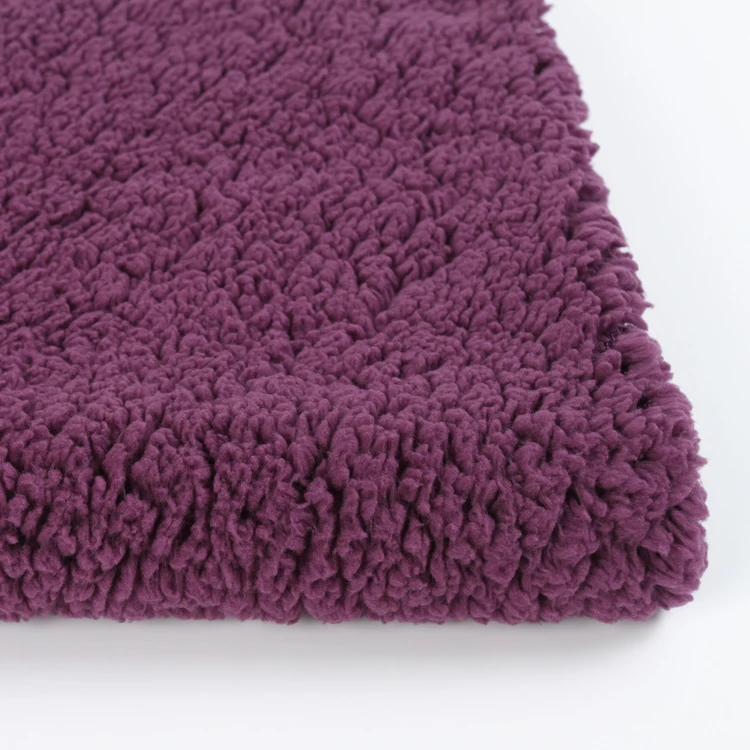Shaoxing textile low MOQ polyester fleece sherpa dark purple bedding fabric