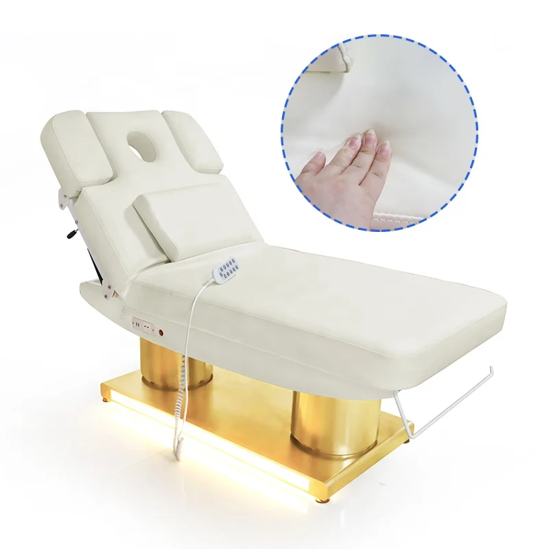 Deluxe beauty spa gold facial tattoo bed massage couch table treatment chair beds thermal electric adjustable massage tables