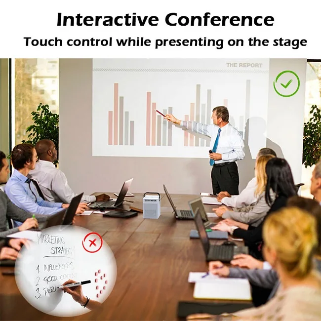 Android 9 Touch Screen with battery Mini LED projector CPU 4 cores A7 core 1.2G 1080P wifi 2.4G/5G support 4k film BT 4.0