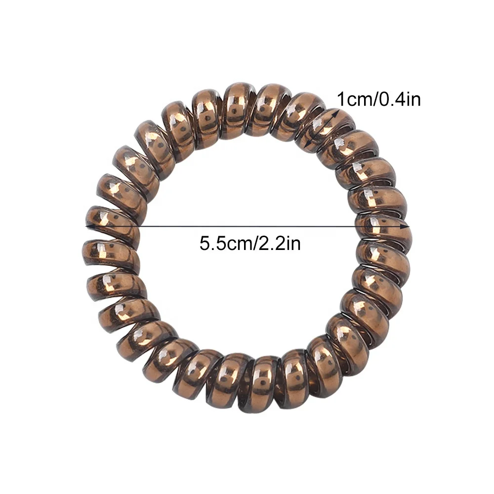glossy metallic color spiral elastic hair tie telephone wire hair ring band ponytail holder