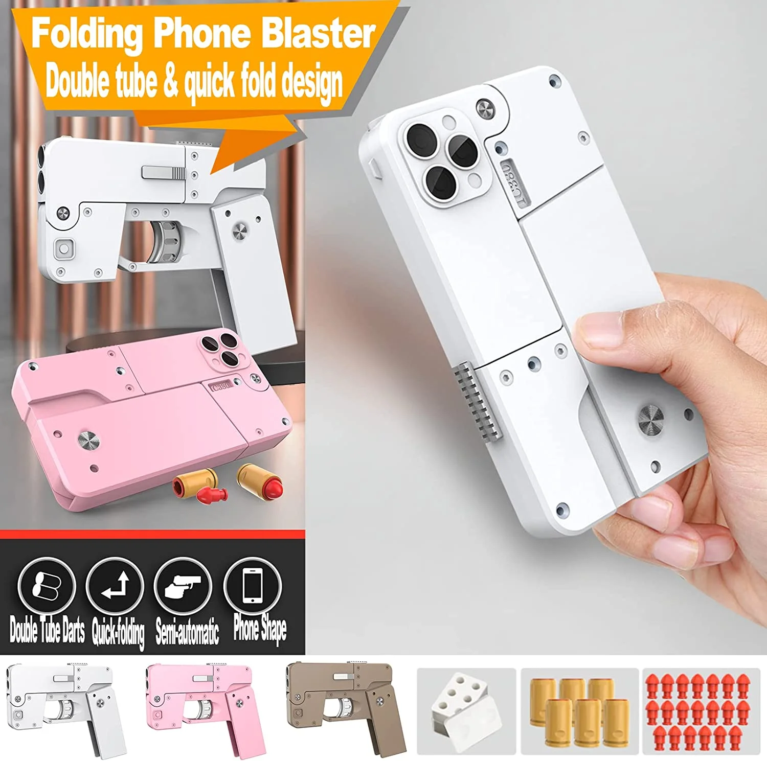 Custom IC380 11 Pro Max Phone Gun Toy Wholesale Price Soft Bullets Foldable Cell Pistol Mini Ejection Pocket Toy Gun Factory