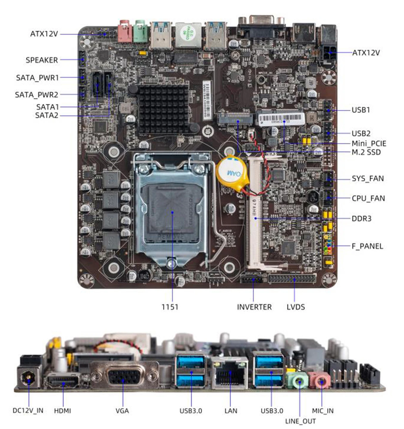 
LDCX H310 DDR3 LGA1151Intel 6/7/8/9 generation MiniITX computer motherboard 