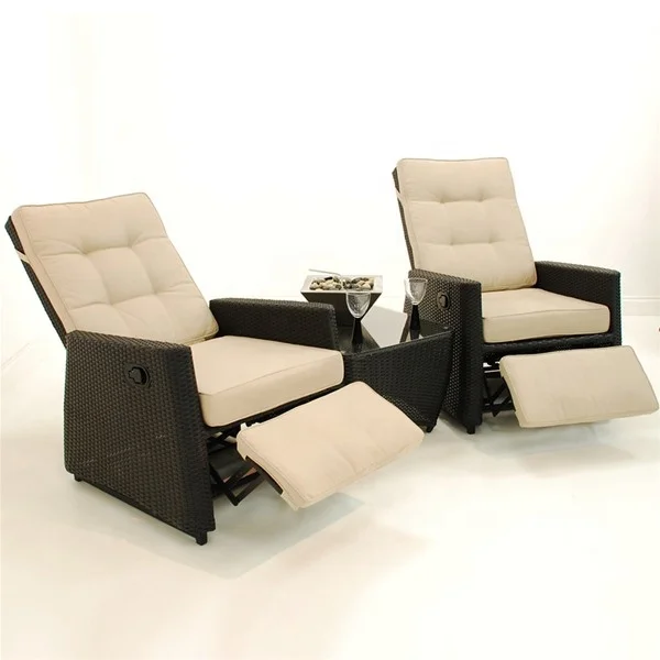 Audu Stock Black Height Adjustable Recliner Chair,Outdoor Garden Rattan Recliner Sofa Chair With Footrest