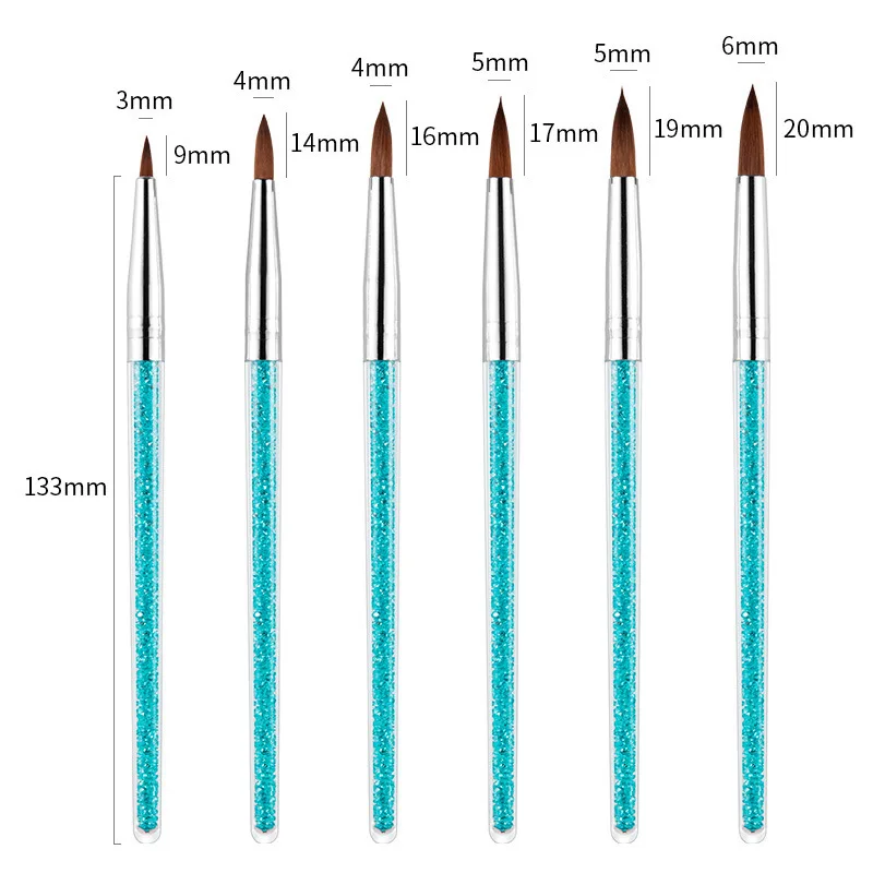 bin new Manicure Tool design crystal pen blue diamond 6 pieces/Set nail diy art acrylic brushes