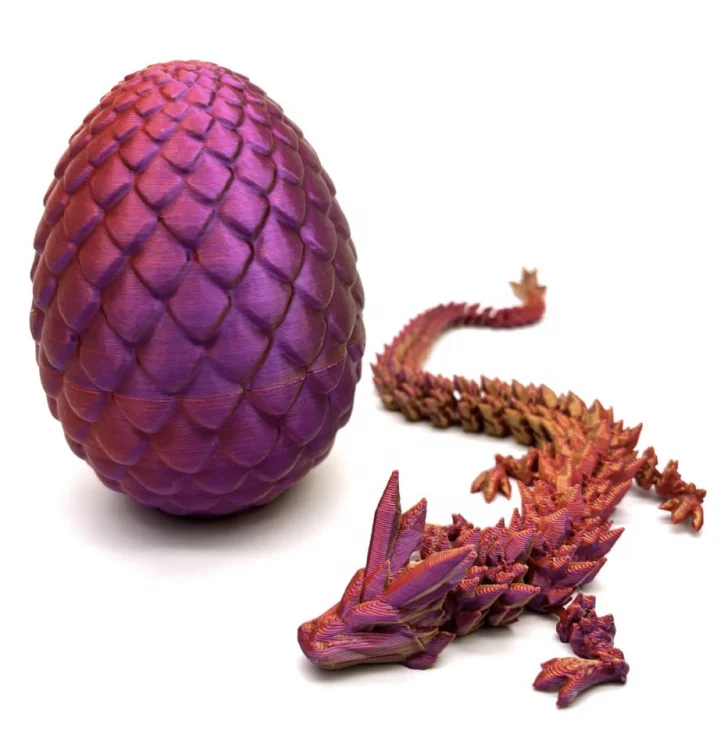 High Quality Customized Movable Articulated Crystal Dragon Gemstone Dragon Jewelry 3D Printed Dragon Egg Toy