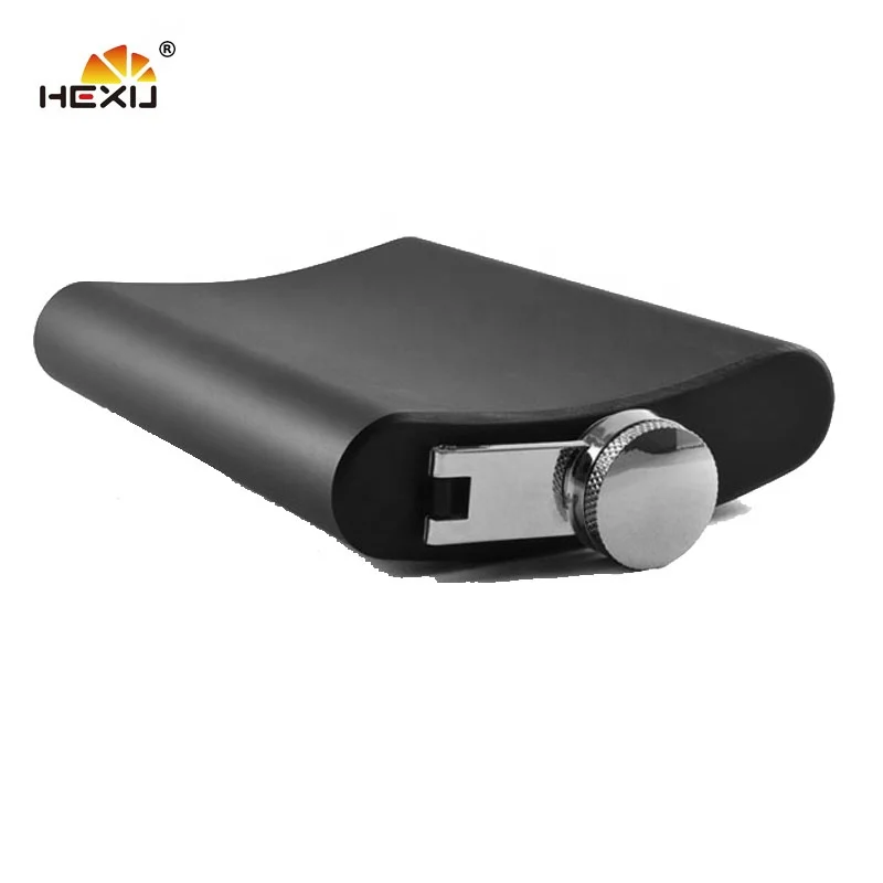 
stainless steel alcohol 6 oz black hip flask set with funnel 