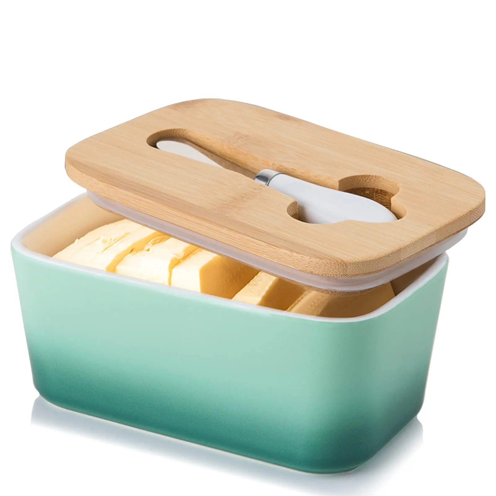 Customized Butter Box Butter Keeper Food Storage Container Large Ceramic Butter Dish with Lid&Knife