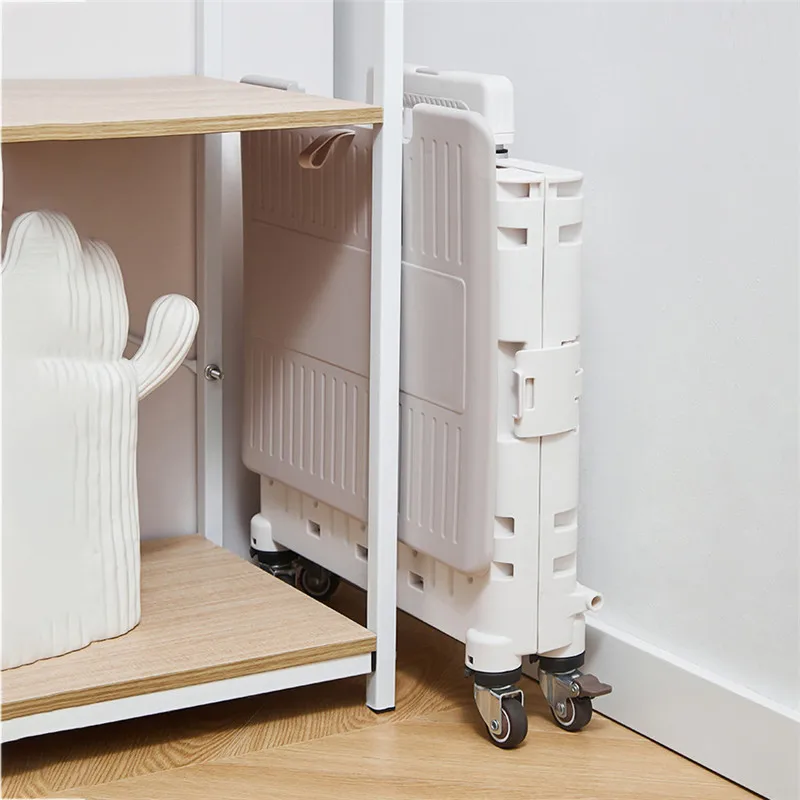 Light Weight Mini Foldable Hand Truck Shopping Cart Plastic Portable Folding trolley with 4 Wheels