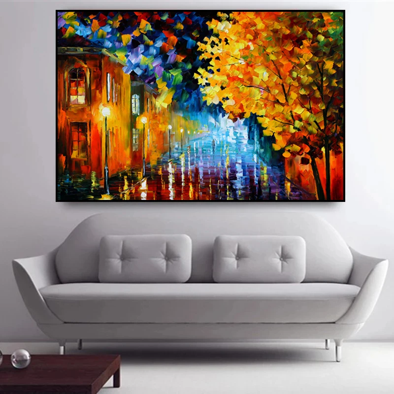 Colorful Abstract Art Tree Scenery Canvas Art Posters and Prints Abstract Oil Painting Wall Pictures for Living Room Home Decor