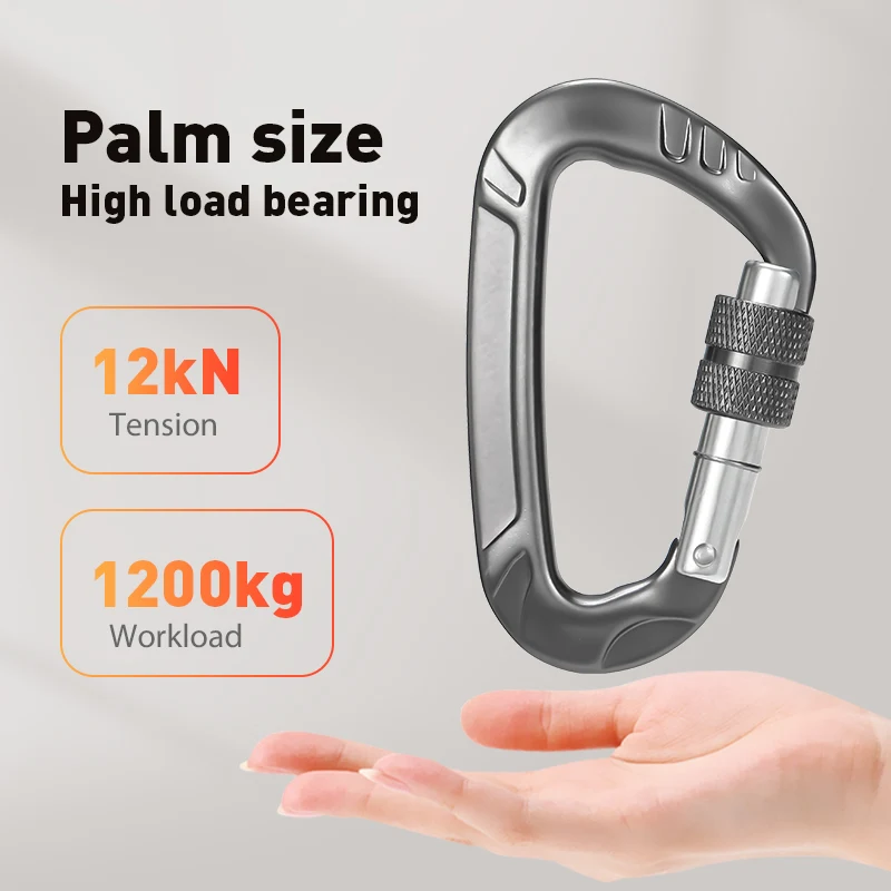 JRSGS 12kN Carabiner Aluminium Screw Locking Hammock Light Weight Clips Snap Hook Outdoor Camping S7803