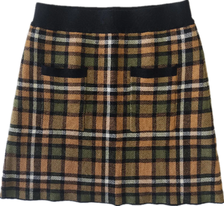 New Arrival 2021 Sweet Fine Gauge Checks Double Knitted Short Women Skirts