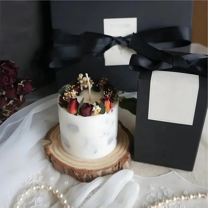 Gift Box Luxury Private Label Dried Flower Soy Scented Candle and Wax Tablet Gift Set