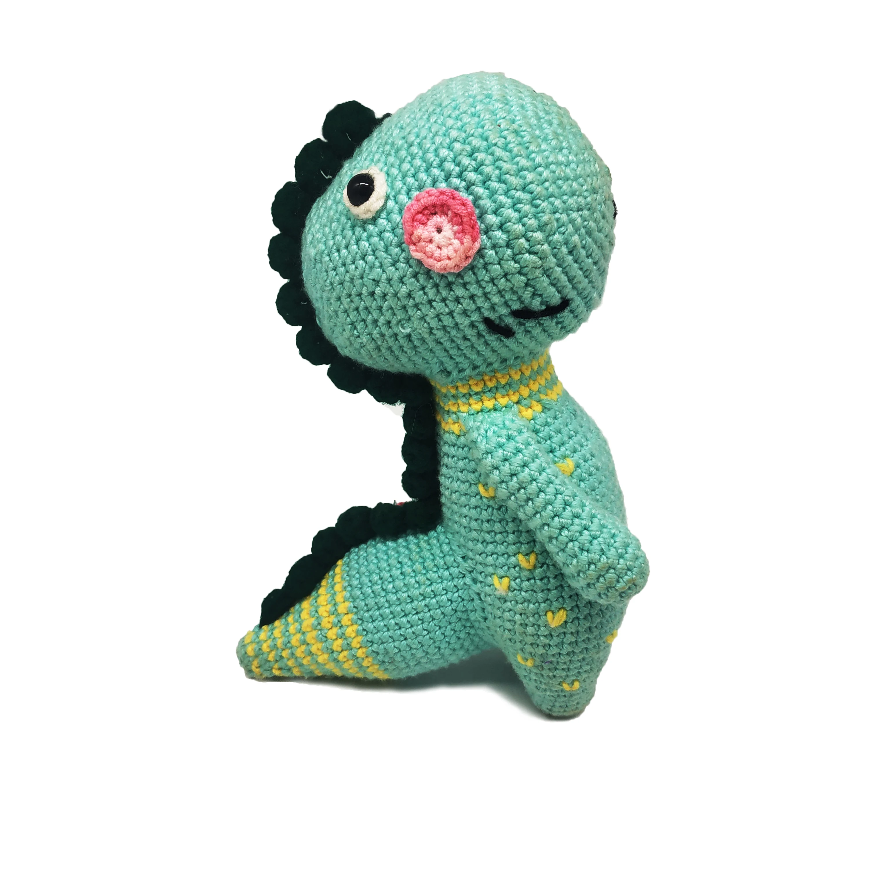 China factory handmade custom Amigurumi doll animal shape cute dinosaur hand crocheting baby toy plush kids toy