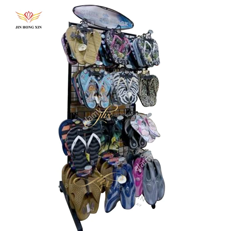 Rotating Bag Hat Shoes Slippers Toy Store Display Rack With Hooks Pegs And LCD Screen for Retail Store Supermarket