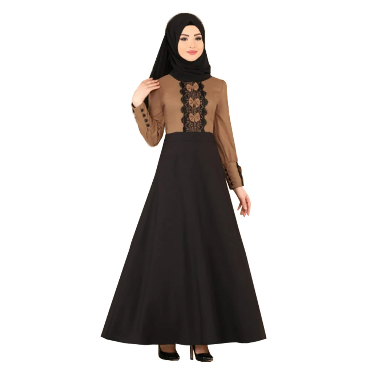 
Lace pray Ethnic Clothing baju kurung muslim decoration arabic maxi kaftan islamic abaya 