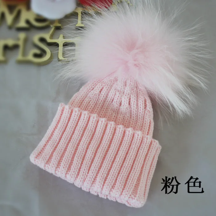 Индивидуальный дизайн, симпатичная Детская Зимняя Шапка-бини из меха енота