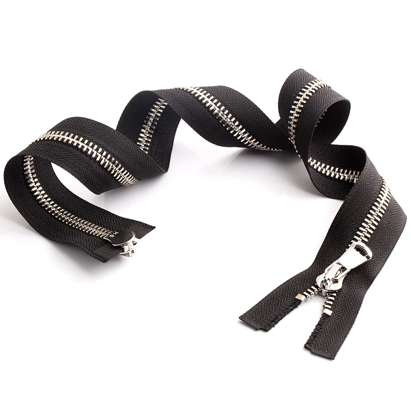 Manufacturer Silver Tooth Brass Custom Zipper Material Zipper 2 Way Metal Zipper